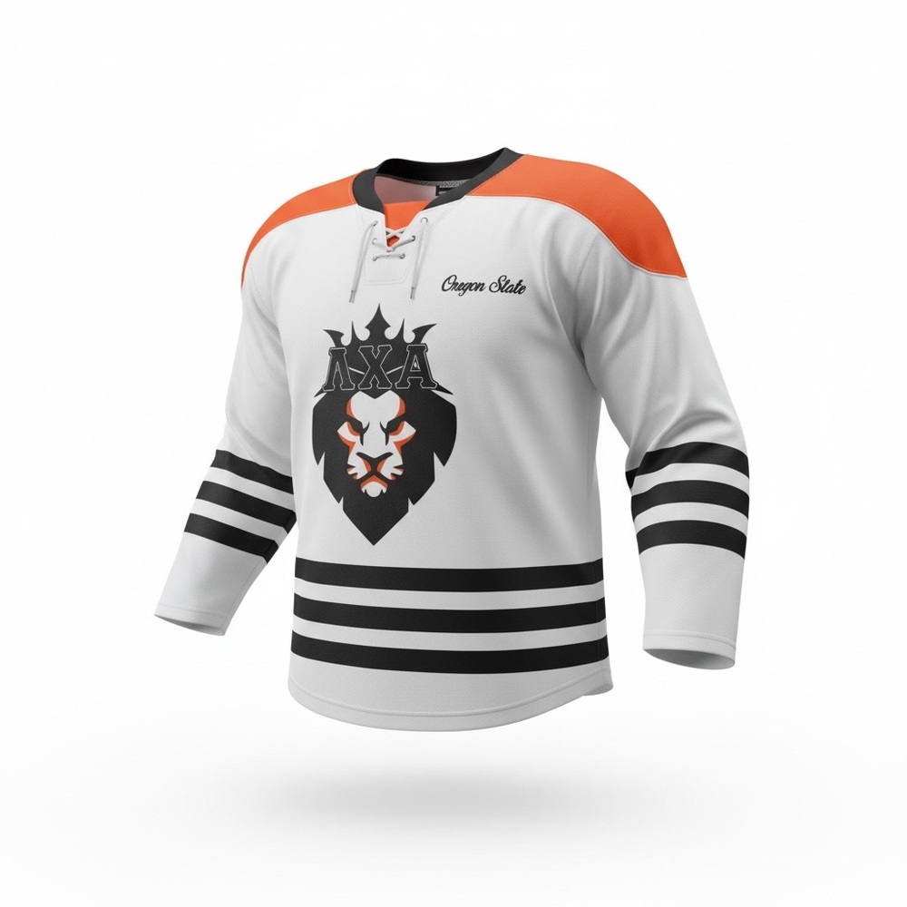 Men's Striped White and Orange Jersey size medium